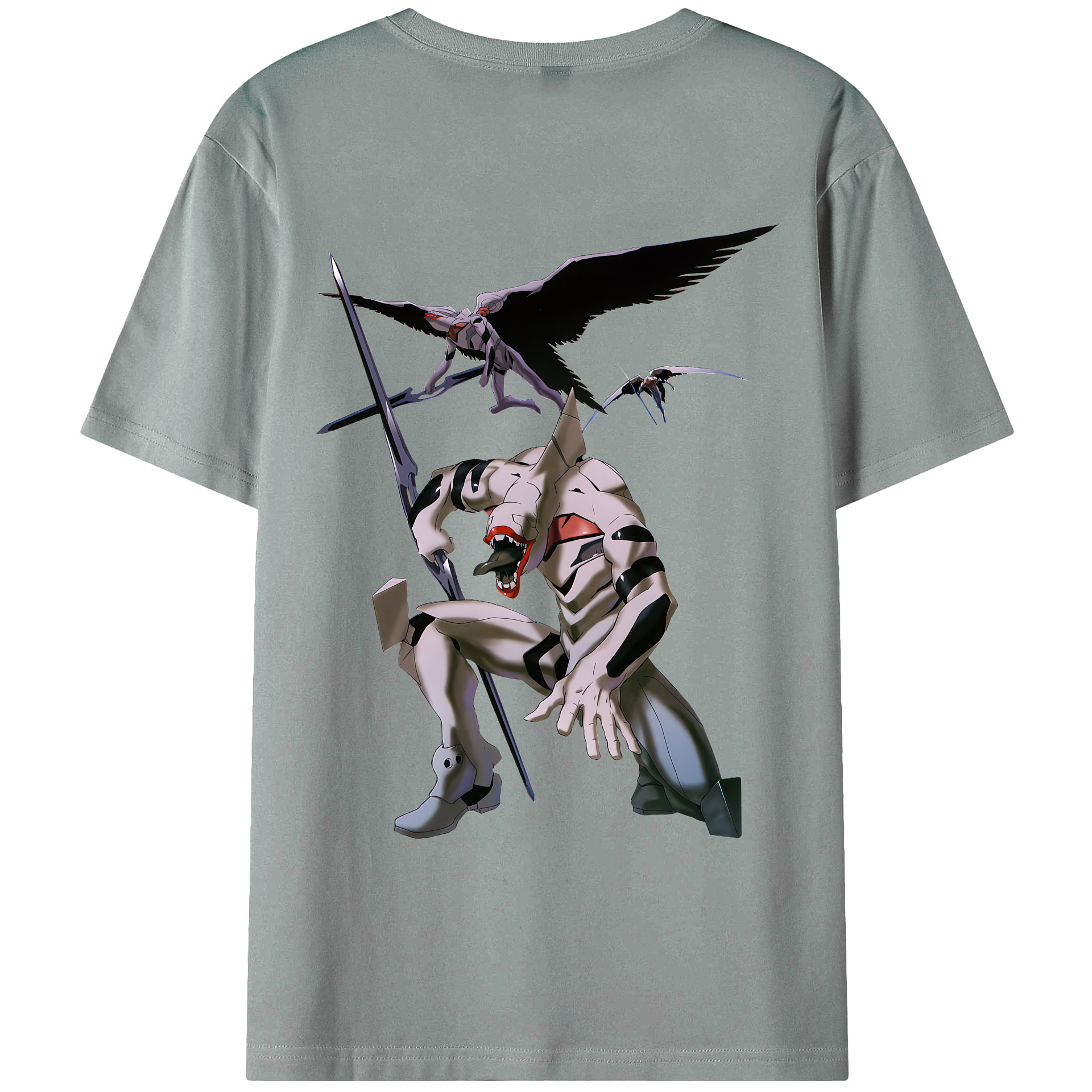 （画像用） EVA 新世紀エヴァンゲリオン 綿100％ メンズ半袖Tシャツ（バックプリント） 通気性